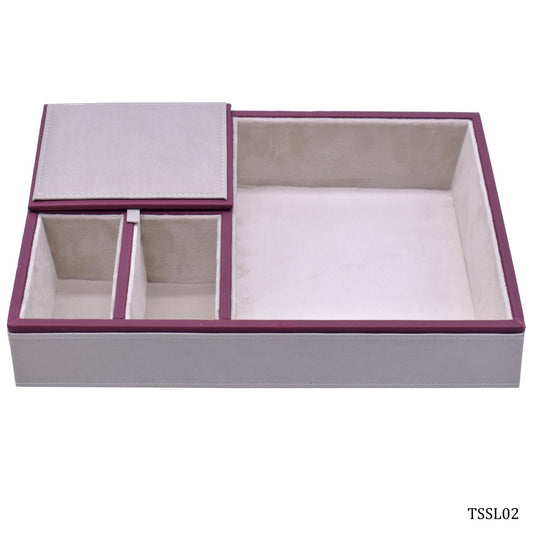 Gift To Love | Table Stationery Set Leatherite 4In1 | Color : Gray | Code : TSSL02