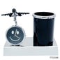 Gift To Love | Pen Stand With Watch With Air Craft | Color : Black | Code : TT525BK