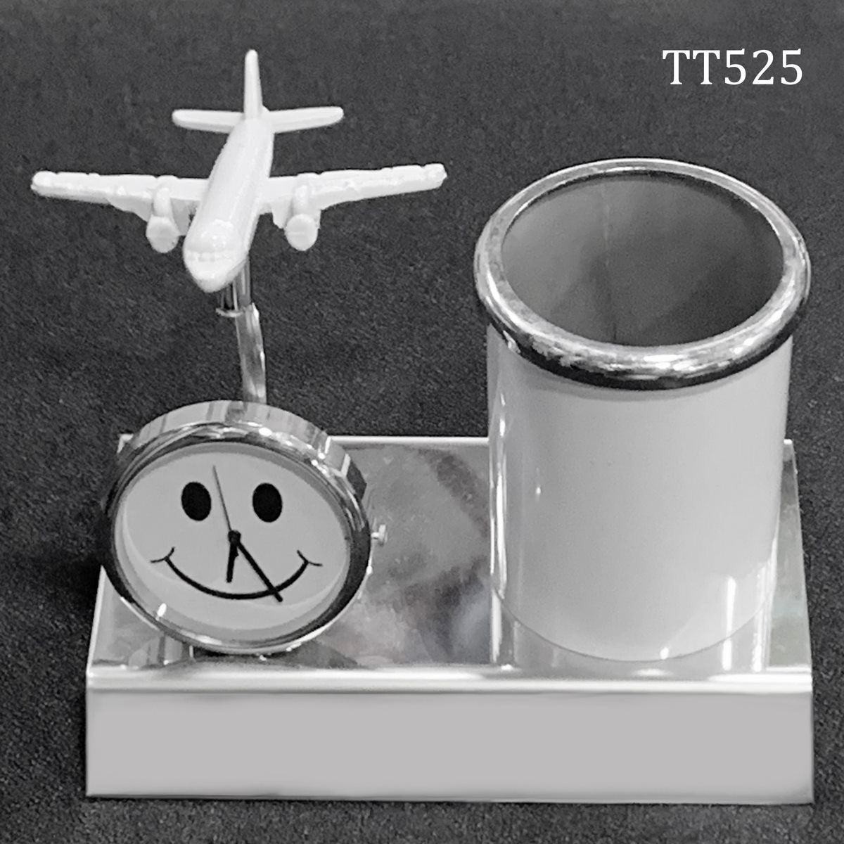 Gift To Love | Pen Stand With Watch With Air Craft | Color : White | Code : TT525WE