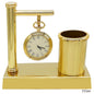 Gift To Love | Table  Pen Stand With Clock | Color : Full Gold | Code : TT569