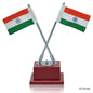 Gift To Love | Table  Cross Flag With Wooden Stand | Color : Silver | Size : 9 Inch | Code : TT593SR