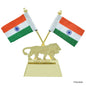 Gift To Love | Table  Cross Flag With Make In India | Color : Golden | Code : TT654GD