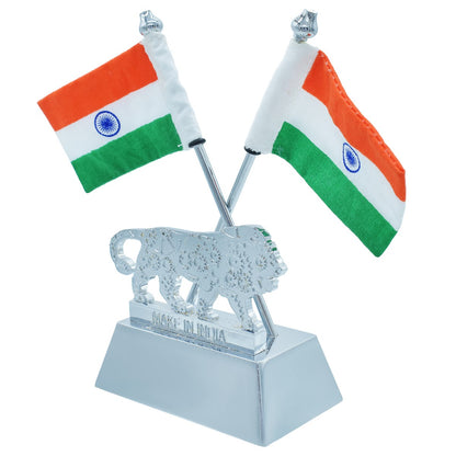 गिफ्ट टू लव | टेबल क्रॉस फ्लैग विद मेक इन इंडिया | रंग: सिल्वर | कोड: TT654SR