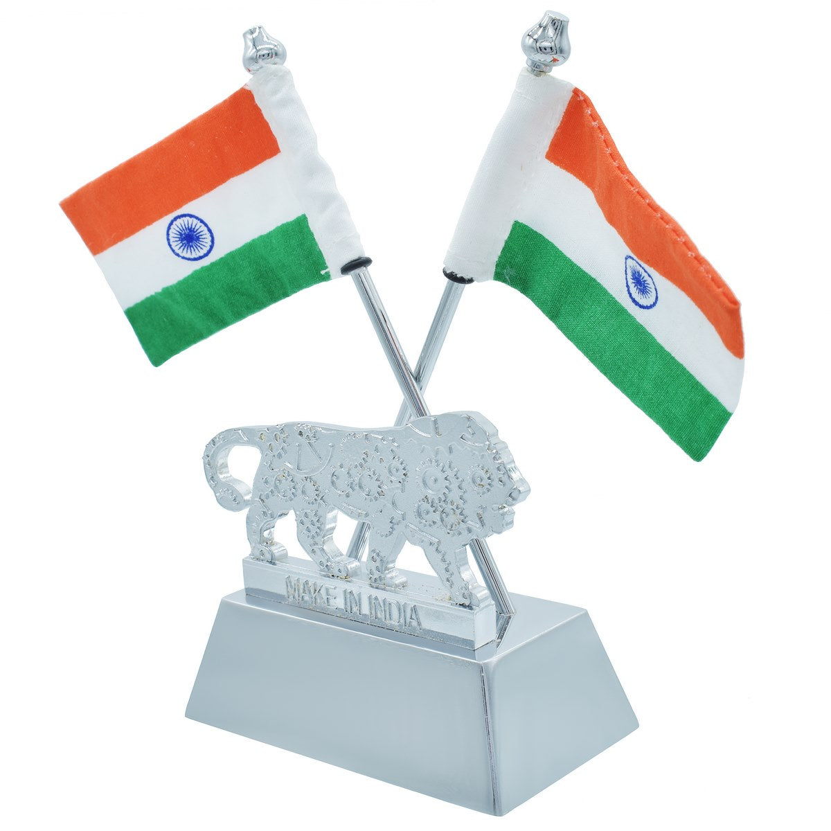 गिफ्ट टू लव | टेबल क्रॉस फ्लैग विद मेक इन इंडिया | रंग: सिल्वर | कोड: TT654SR