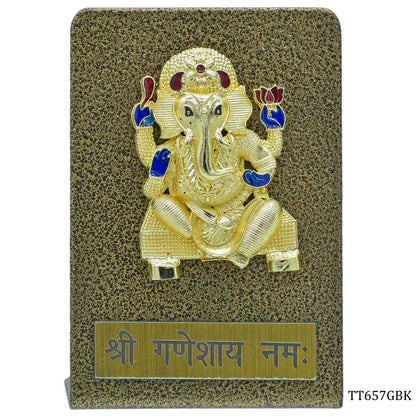 Gift To Love | Desktop  Ganesh With Plate | Color : Gold And Black | Size : Tt657 | Code : TT657GBK