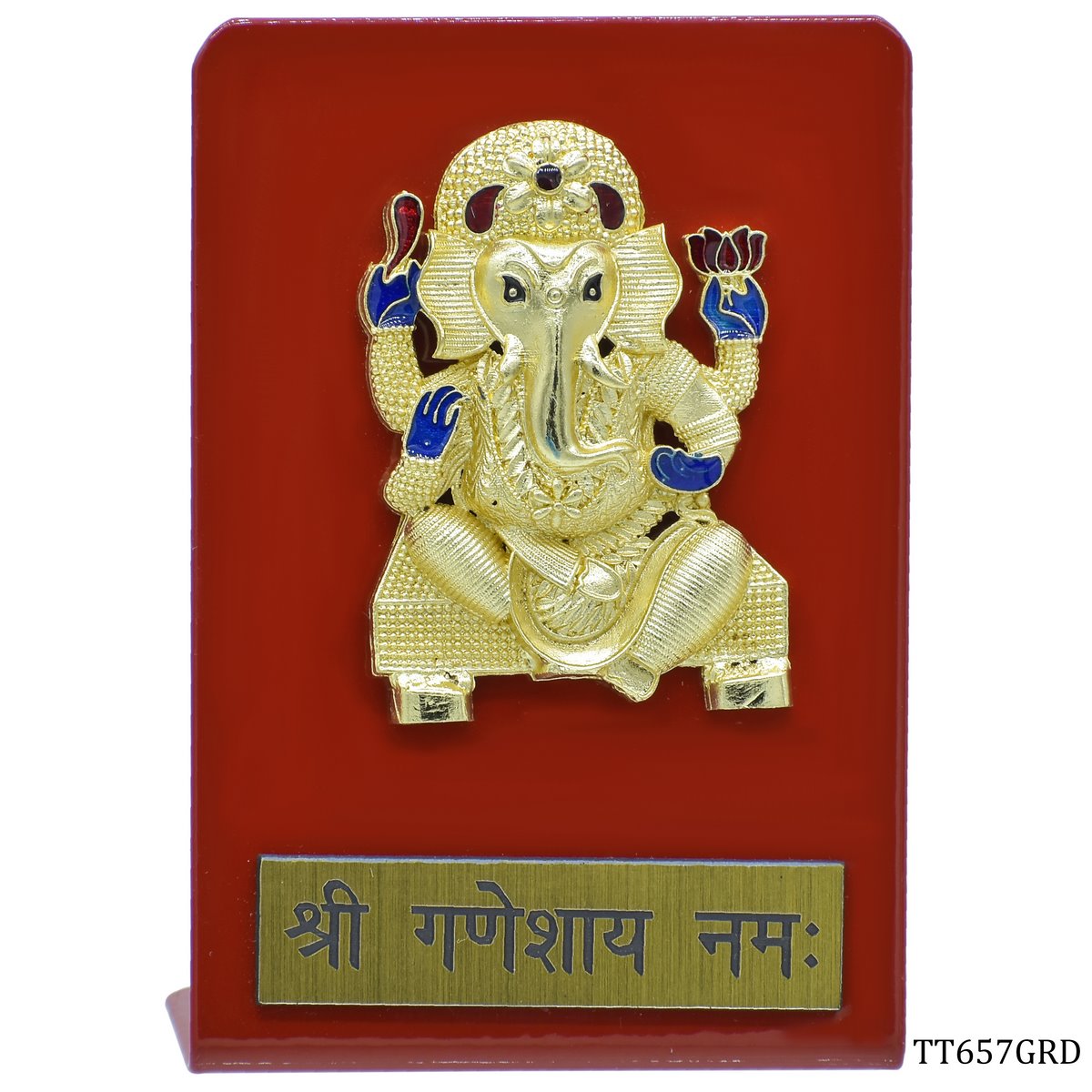 Gift To Love | Desktop  Ganesh With Plate | Color : Gold And Red | Size : Tt657 | Code : TT657GRD