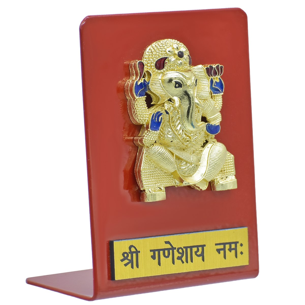 प्रेम के लिए उपहार | डेस्कटॉप गणेश थाली के साथ | रंग : सुनहरा और लाल | आकार : Tt657 | कोड : TT657GRD