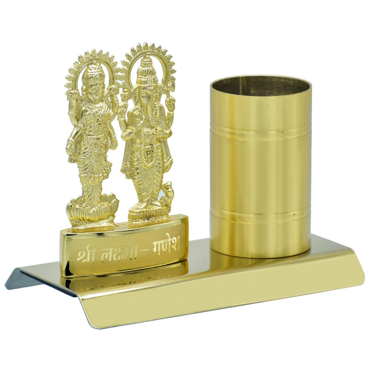 गिफ्ट टू लव | डेस्कटॉप श्री लक्ष्मी गणेश पेन स्टैंड के साथ | रंग : गोल्ड | कोड : TT659