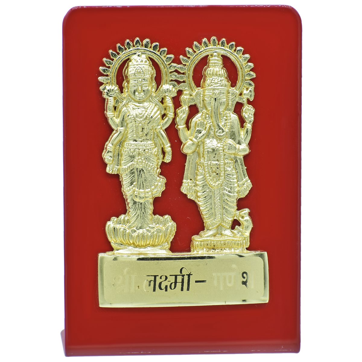गिफ्ट टू लव | डेस्कटॉप श्री लक्ष्मी गणेश प्लेट | रंग : सुनहरा और लाल | कोड : TT660GRD