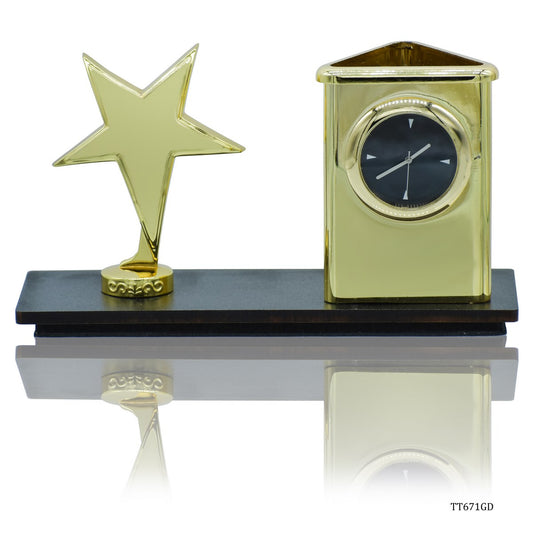 Gift To Love | Desktop Star With Watch Pen Stand | Color : Gold | Code : TT671GD