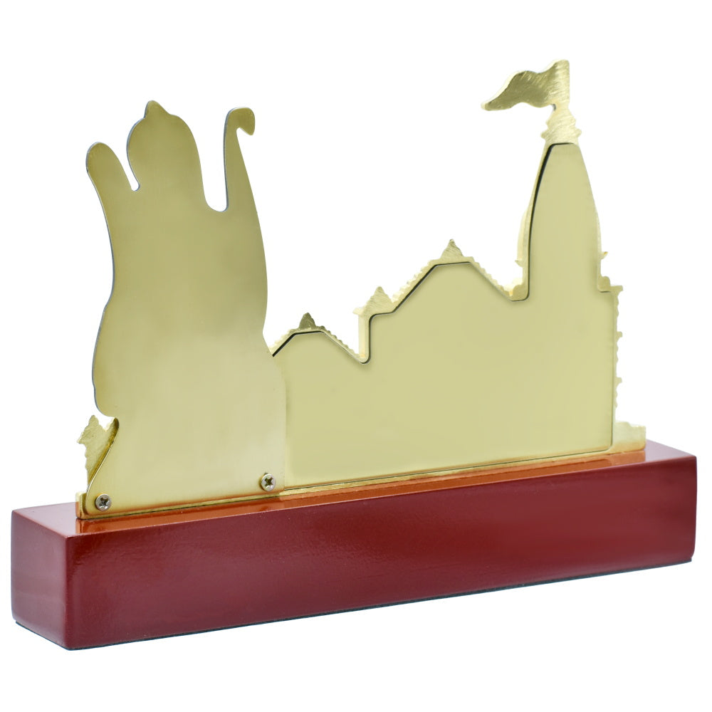 Gift To Love | Shri Ram Mandir Wooden Base With Photo | Color : Gold | Code : TT700GD