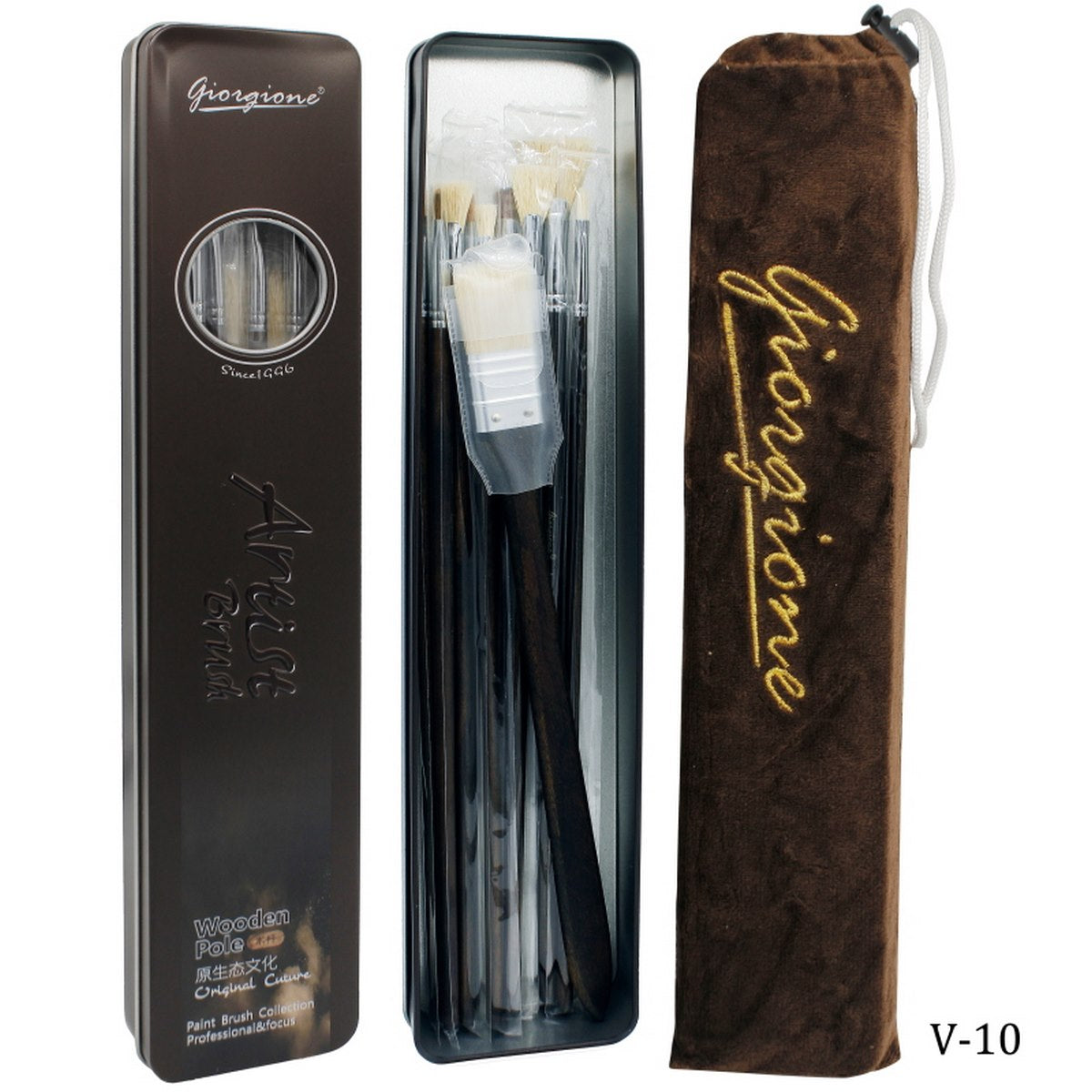 Gift To Love | Artist Brush Wooden Pole | Pcs : 10 Pcs Set | Code : V-10