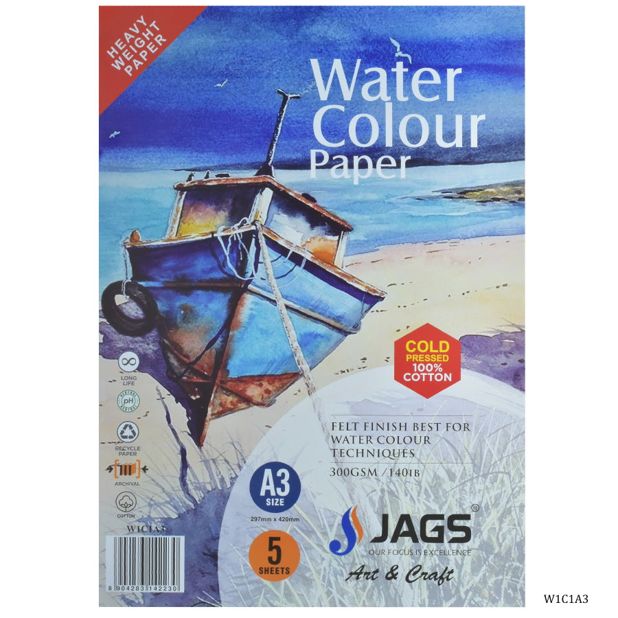 Gift To Love | Watercolor Sheet 100% Cotton A3 | Size : A3 | Pcs : Pack Of 5 Sheets | Code : W1C1A3