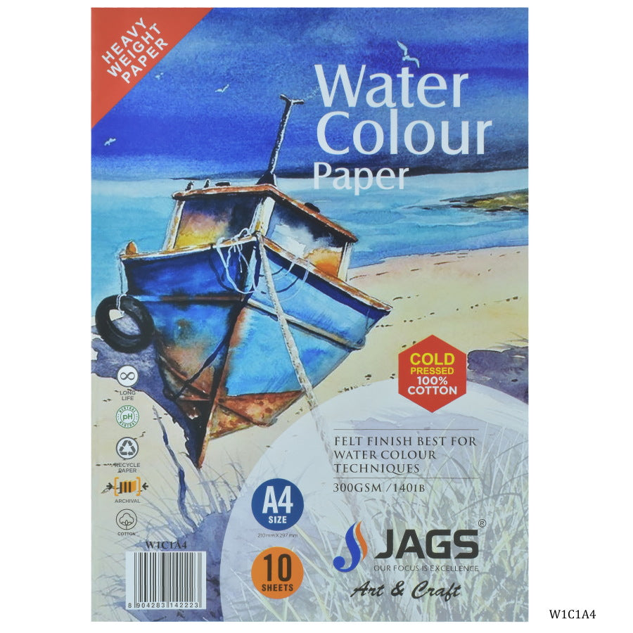 Gift To Love | Watercolor Sheet 100% Cotton A4 | Size : A4 | Pcs : Pack Of 10 Sheets | Code : W1C1A4