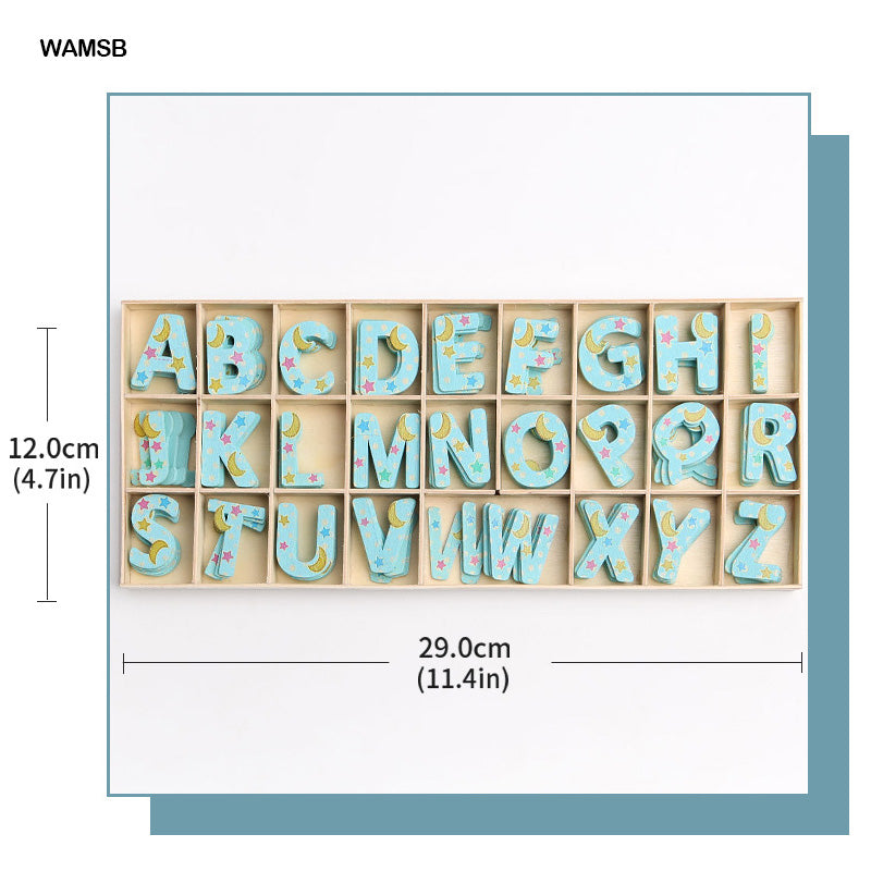 Gift To Love | Wooden Alphabet Moon Star | Color : Blue | Size : Big | Code : WAMSB