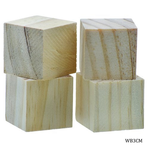 Gift To Love | Wooden Block Square 3CM 4Pcs | Code : WB3CM