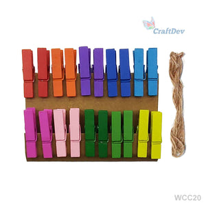 Gift To Love | Wooden Clip Multi-Color | Pcs : 20 Pcs Set | Code : WCC20