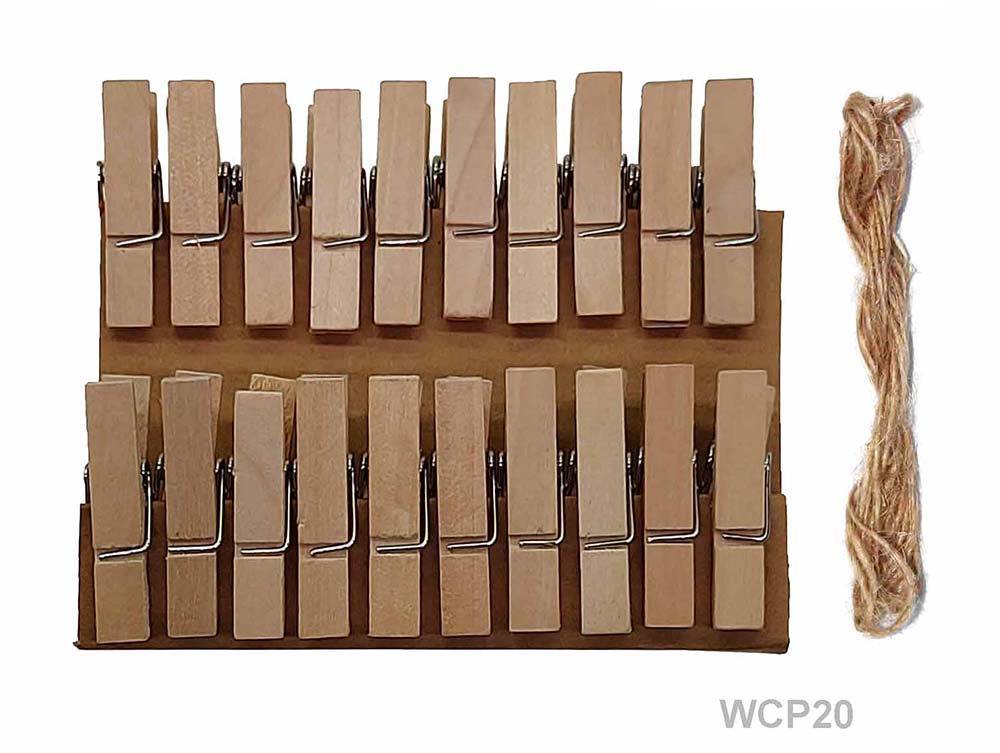 Gift To Love | Wooden Clip Plain | Pcs : 20 Pcs Pack | Code : WCP20