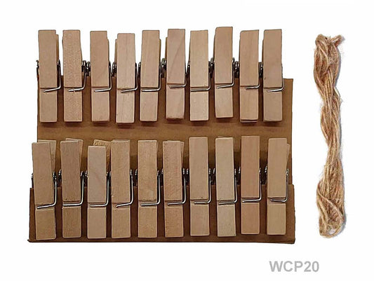 Gift To Love | Wooden Clip Plain | Pcs : 20 Pcs Pack | Code : WCP20