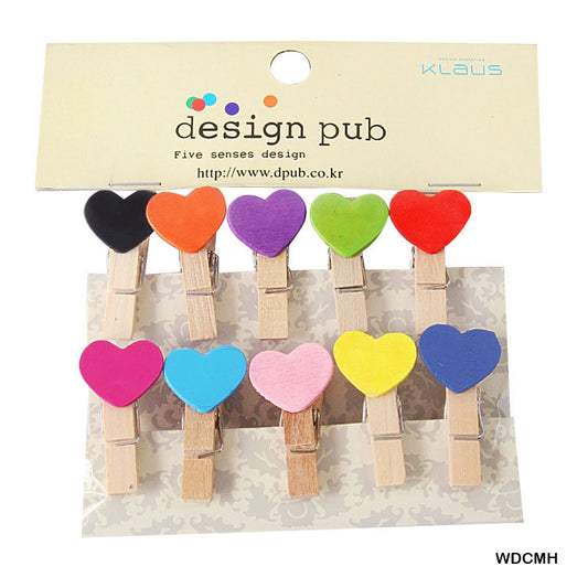 Gift To Love | Wooden Design Clip Packet Heart Shape | Color : Multi-Color | Code : WDCMH
