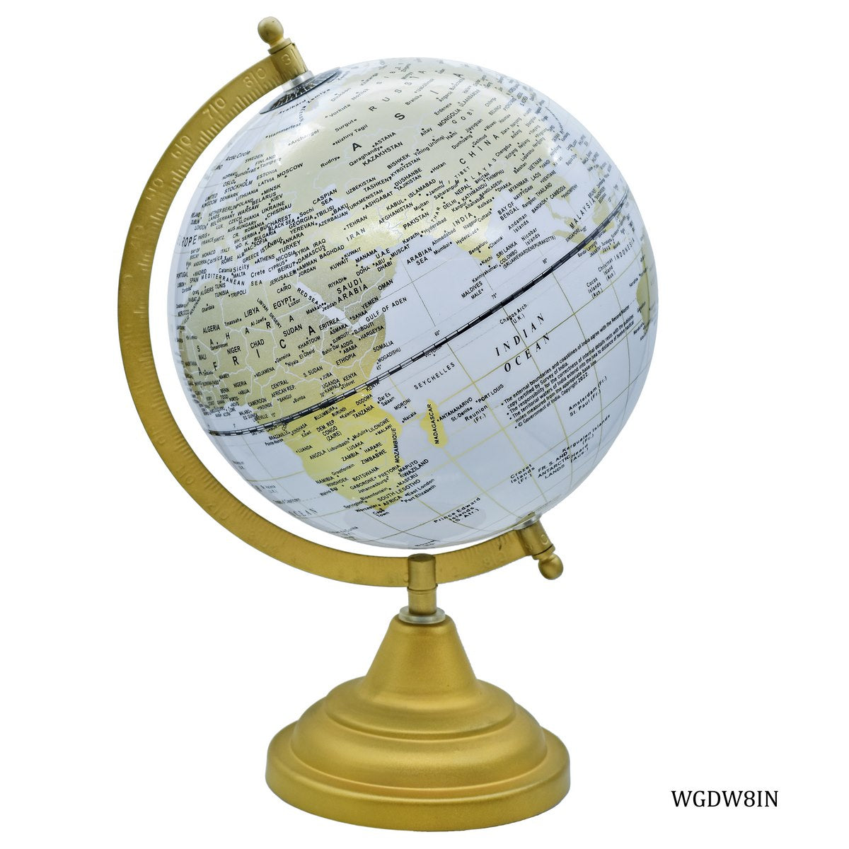 Gift To Love | World Globe Decorative | Color : White | Size : 8 Inch | Code : WGDW8IN