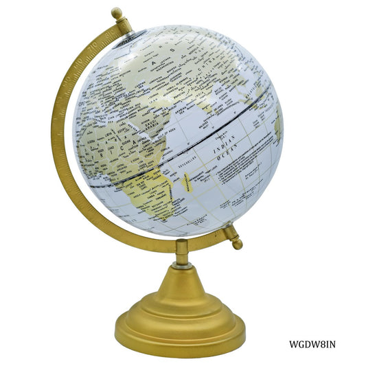 Gift To Love | World Globe Decorative | Color : White | Size : 8 Inch | Code : WGDW8IN