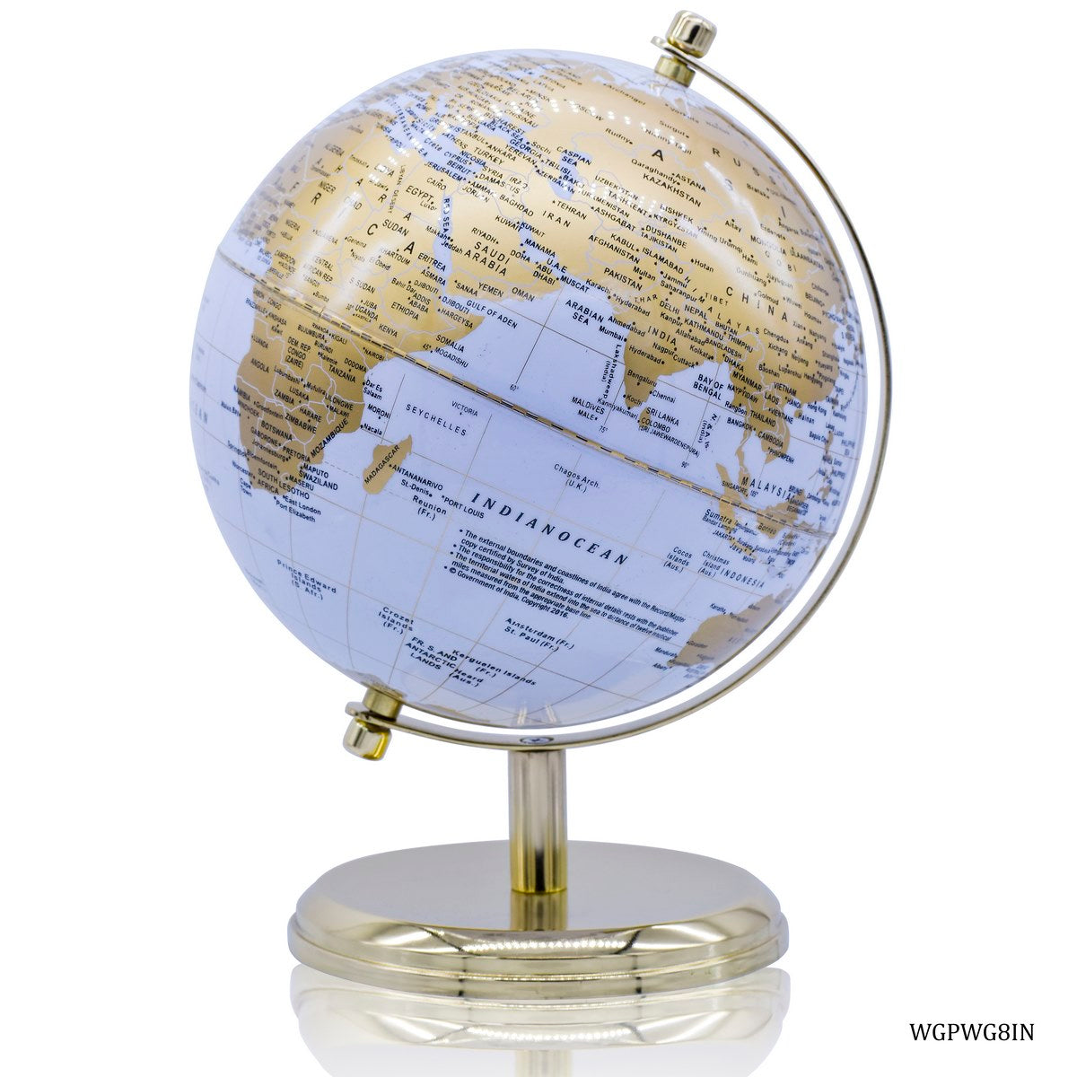 Gift To Love | World Globe Prime | Color : White Gold | Size : 8 Inch | Code : WGPWG8IN