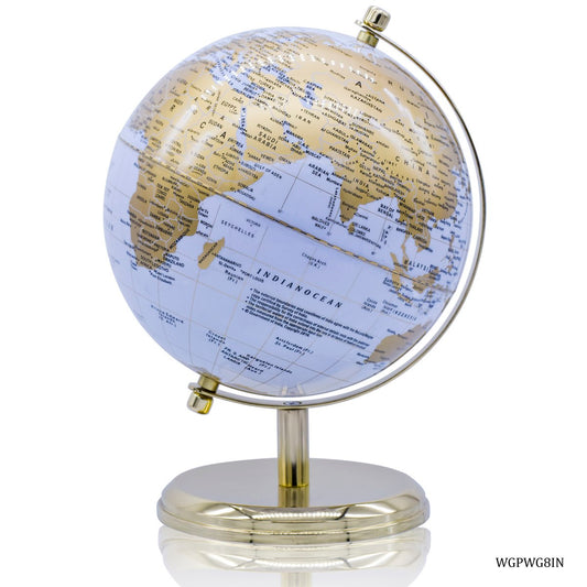 Gift To Love | World Globe Prime | Color : White Gold | Size : 8 Inch | Code : WGPWG8IN