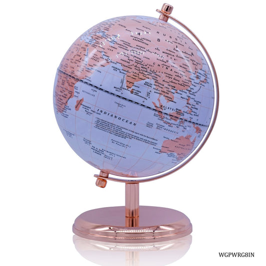 Gift To Love | World Globe Prime | Color : White Rose Gold | Size : 8 Inch | Code : WGPWRG8IN