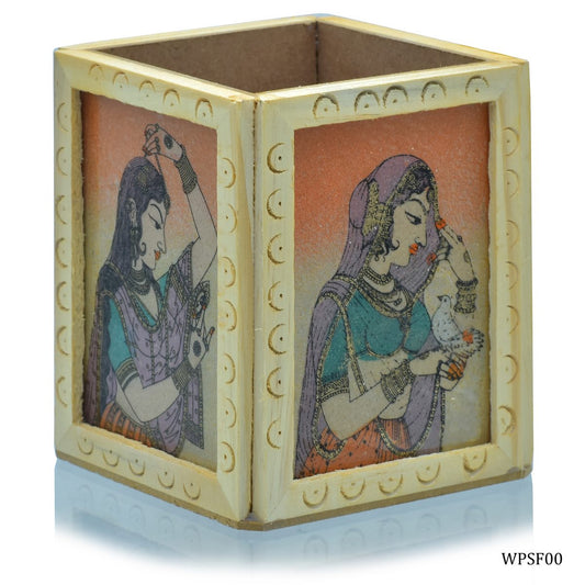 Gift To Love | Wooden Pen Stand Fancy Design | Code : WPSF00
