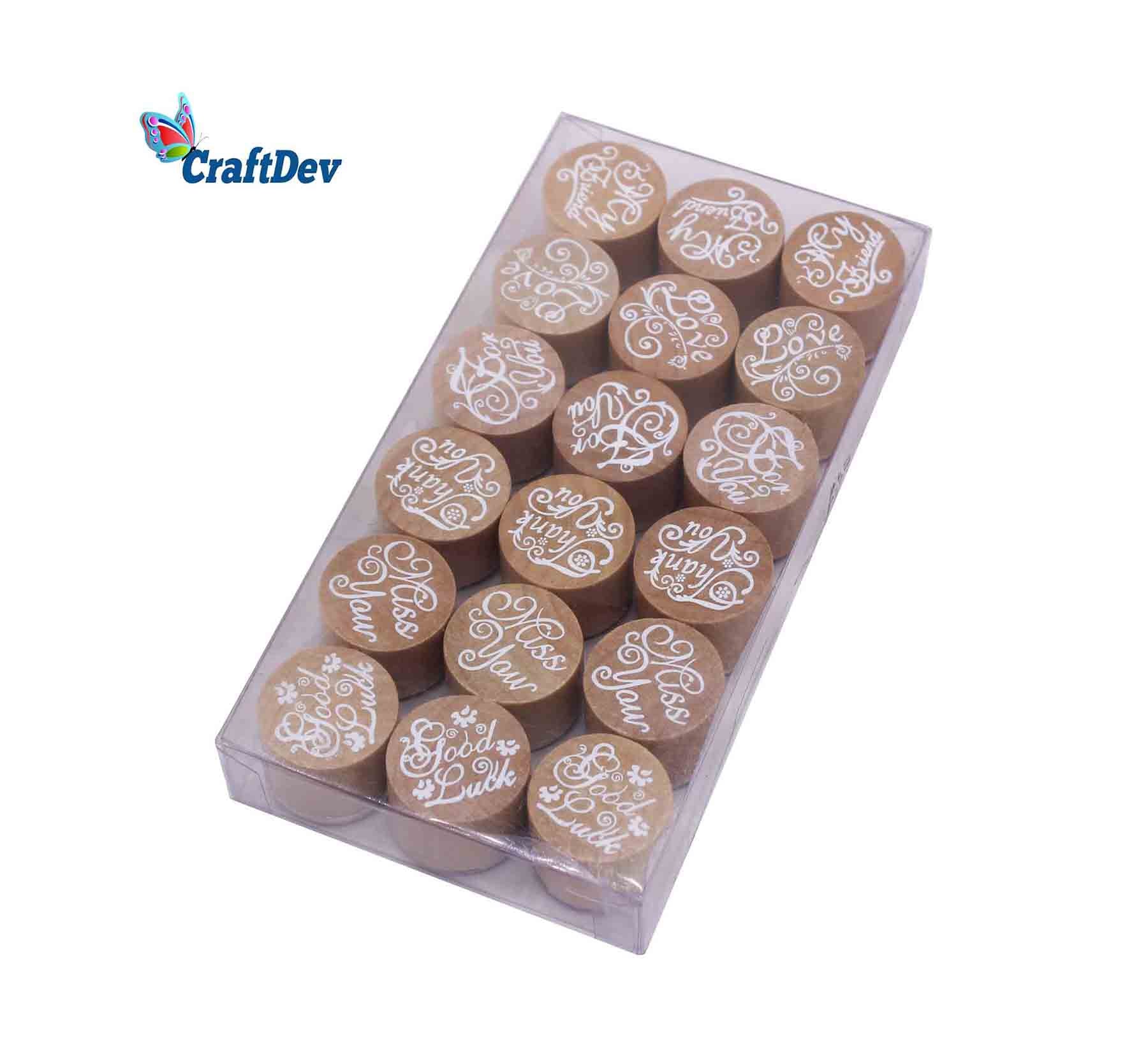 Gift To Love | Wooden Stamp Round Quotes | Pcs : 18 Pcs | Code : WSRQ