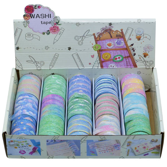Gift To Love | Craft Tape Washi | Color : Glitter Multi Colour | Size : 1.5 Cm X 2 M | Pcs : 60 Pcs | Code : WTGC-C