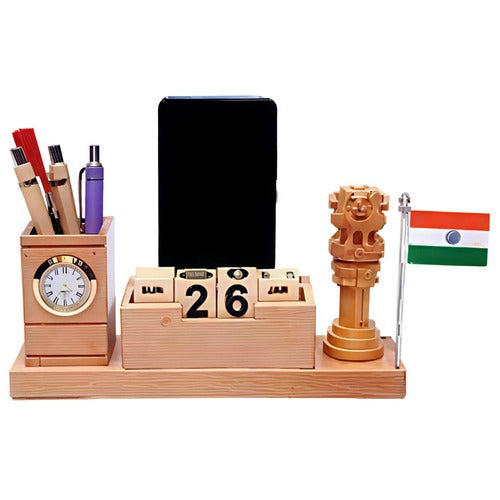 Gift To Love | Wooden Table Top With Watch With Flag | Code : WTTW2020