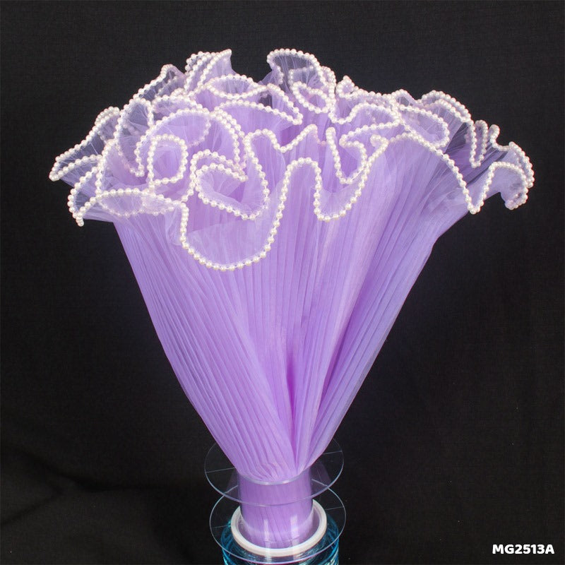 Gift To Love | Wrapping Paper Net Wrinkled With White Ball Chain | Color : Purple | Code : MG2513A