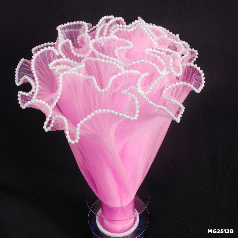 Gift To Love | Wrapping Paper Net Wrinkled With White Ball Chain | Color : Pink | Code : MG2513B