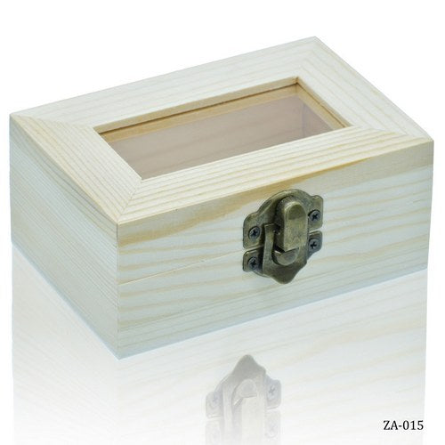 Gift To Love | Wooden Empty Box Small Top Window Rectangle 3.5X2X2CM | Code : ZA-015