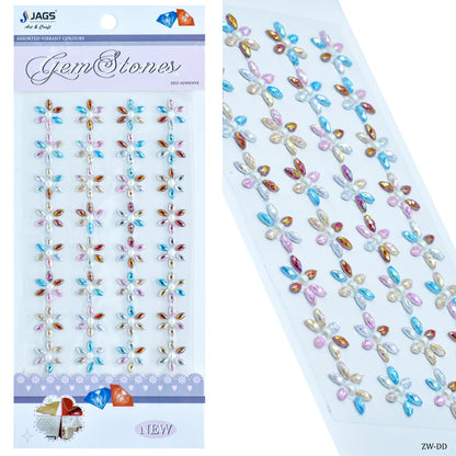 Gift To Love | Flower Gem Stones Sticker | Color : Multicolour | Code : ZW-DD