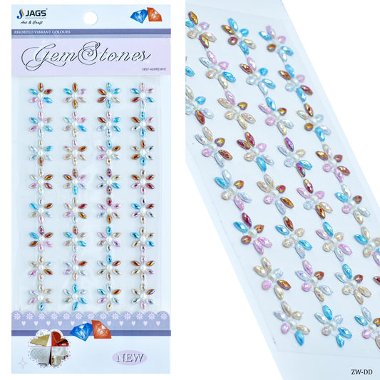 Gift To Love | Flower Gem Stones Sticker | Color : Multicolour | Code : ZW-DD
